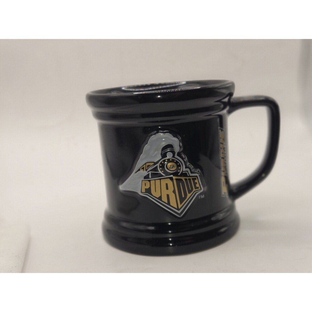 Purdue Boilermakers Mug Cup NCAA Football 3D Embossed Locomotive Black & Gold